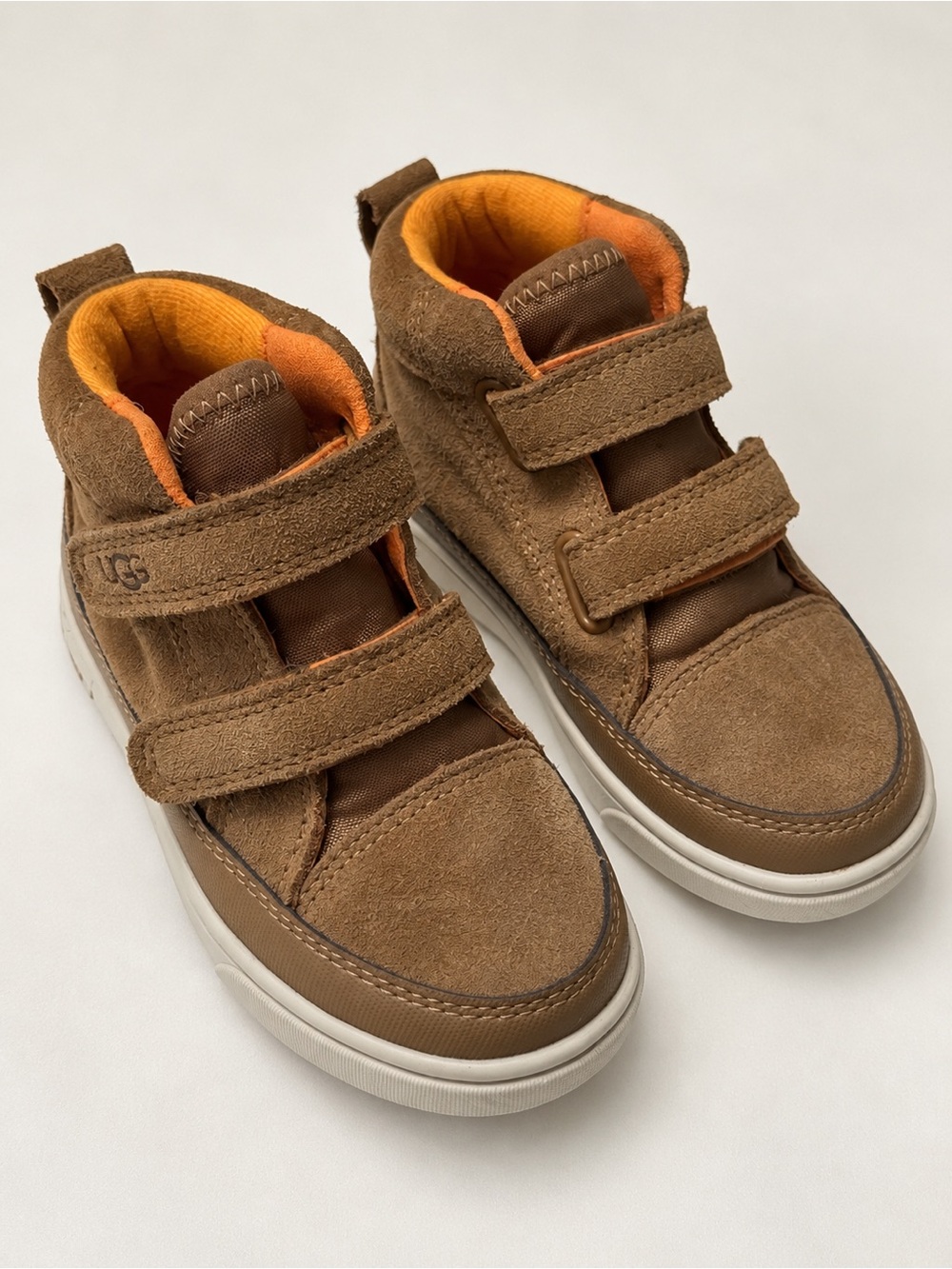 UGG Kids Brown Suede High-Top Sneakers with Orange Lining